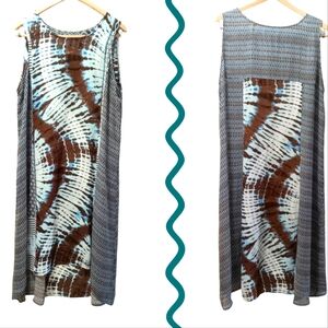 - MAXI TIE DYE PRINT SLEEVELESS DRESS